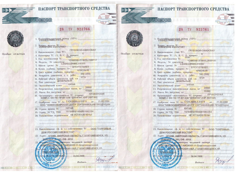 Паспорт технического средства